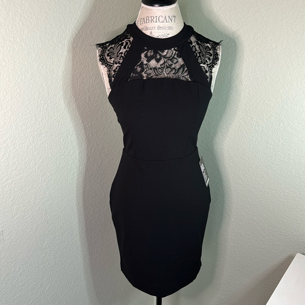 Express Black Structured Lace Dress